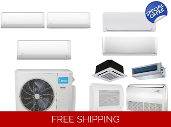 Midea 3-Zone 22.3 SEER2 Mini Split H-Heat Pump (-22°F) E-Star 12.5 EER/9.6 HSPF (R410a)